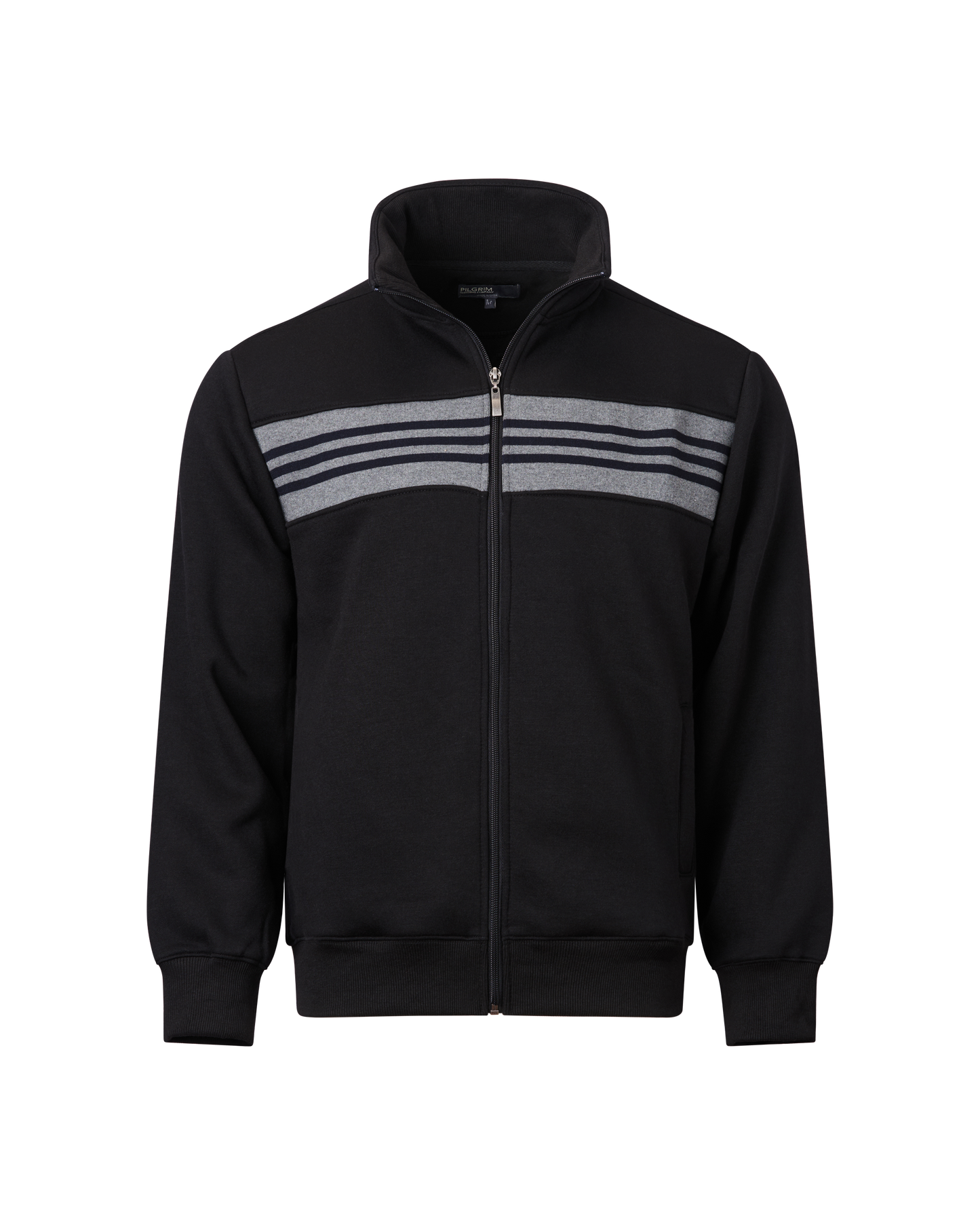 Mens Panelled Full Zip Top - Black