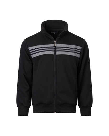 Mens Panelled Full Zip Top - Black