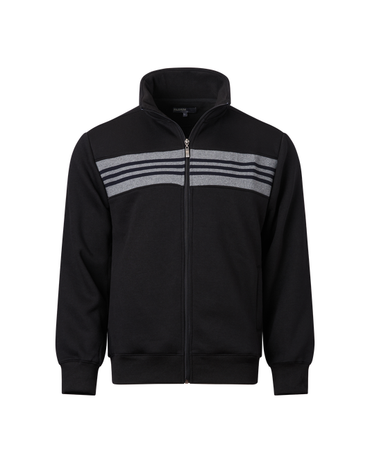Mens Panelled Full Zip Top - Black