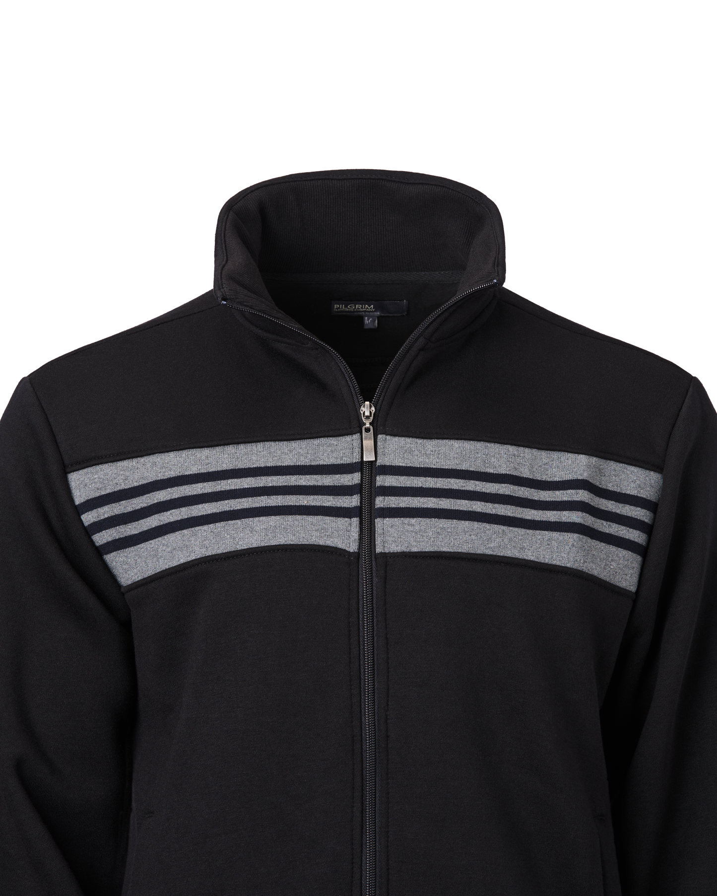 Mens Panelled Full Zip Top - Black