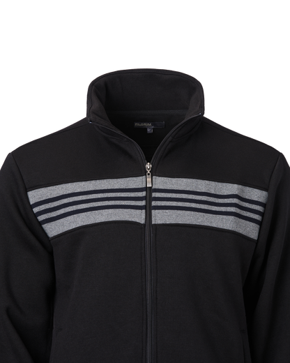 Mens Panelled Full Zip Top - Black
