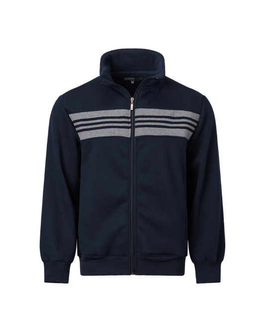 Mens Panelled Full Zip Top - Navy
