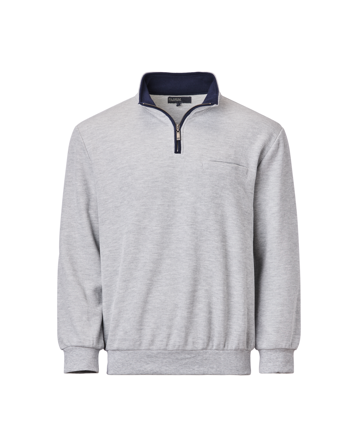 Mens Quarter Zip Top - Light Grey Marle