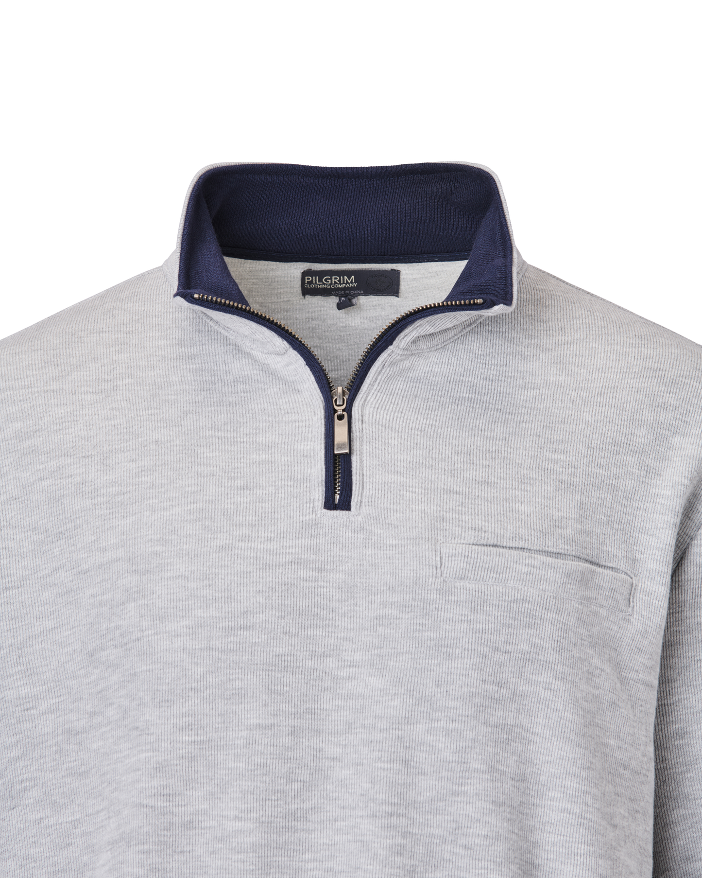 Mens Quarter Zip Top - Light Grey Marle