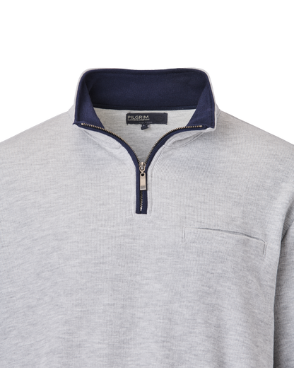 Mens Quarter Zip Top - Light Grey Marle