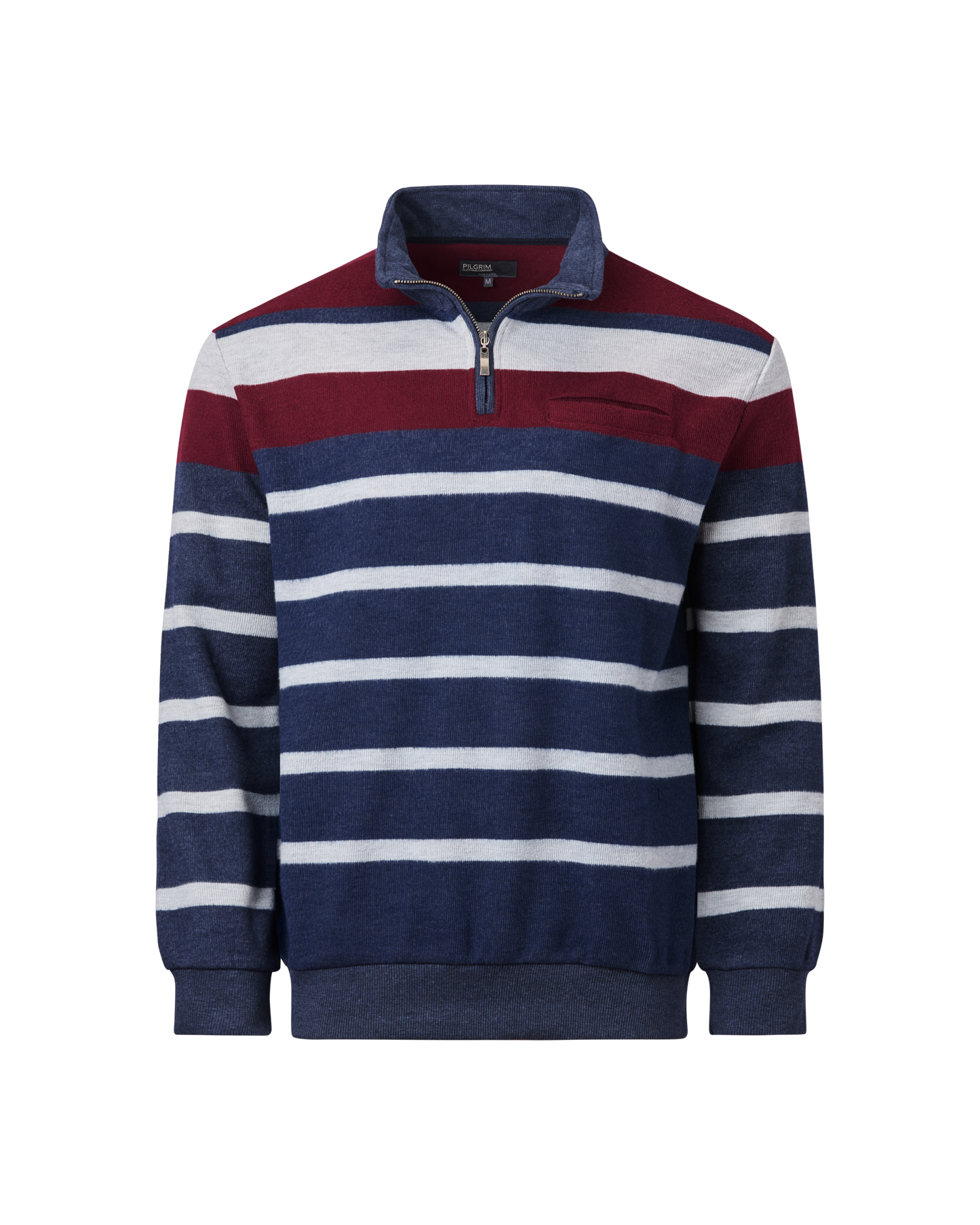 Mens Quarter Zip Top - Navy / Berry