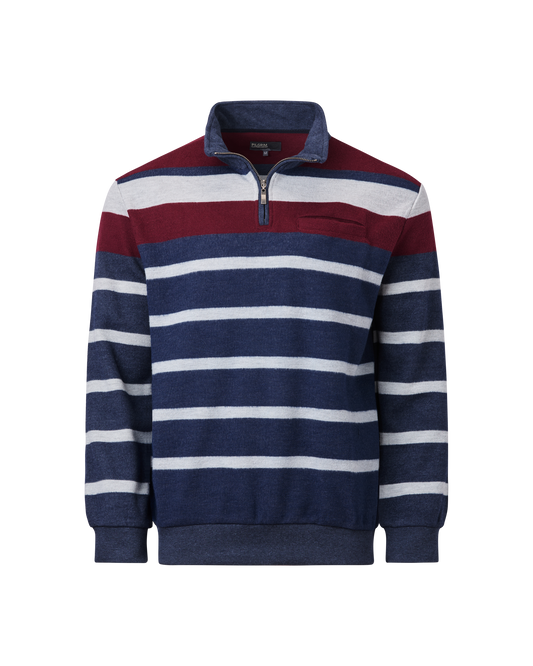 Mens Quarter Zip Top - Navy / Berry