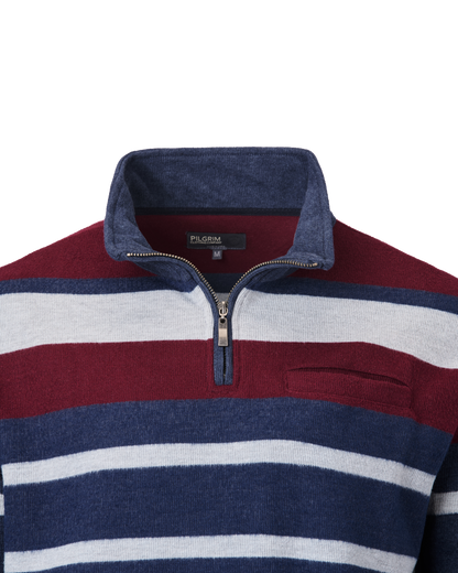 Mens Quarter Zip Top - Navy / Berry