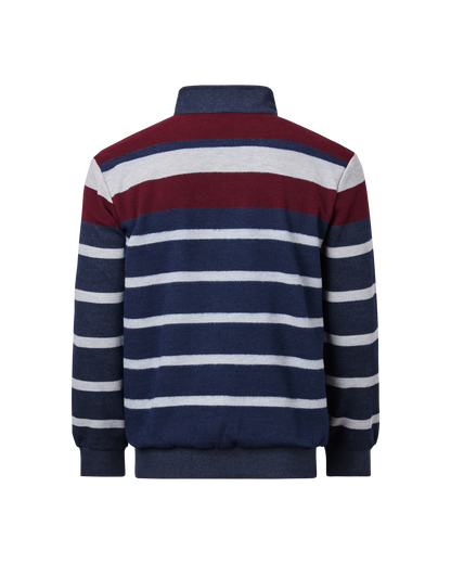 Mens Quarter Zip Top - Navy / Berry