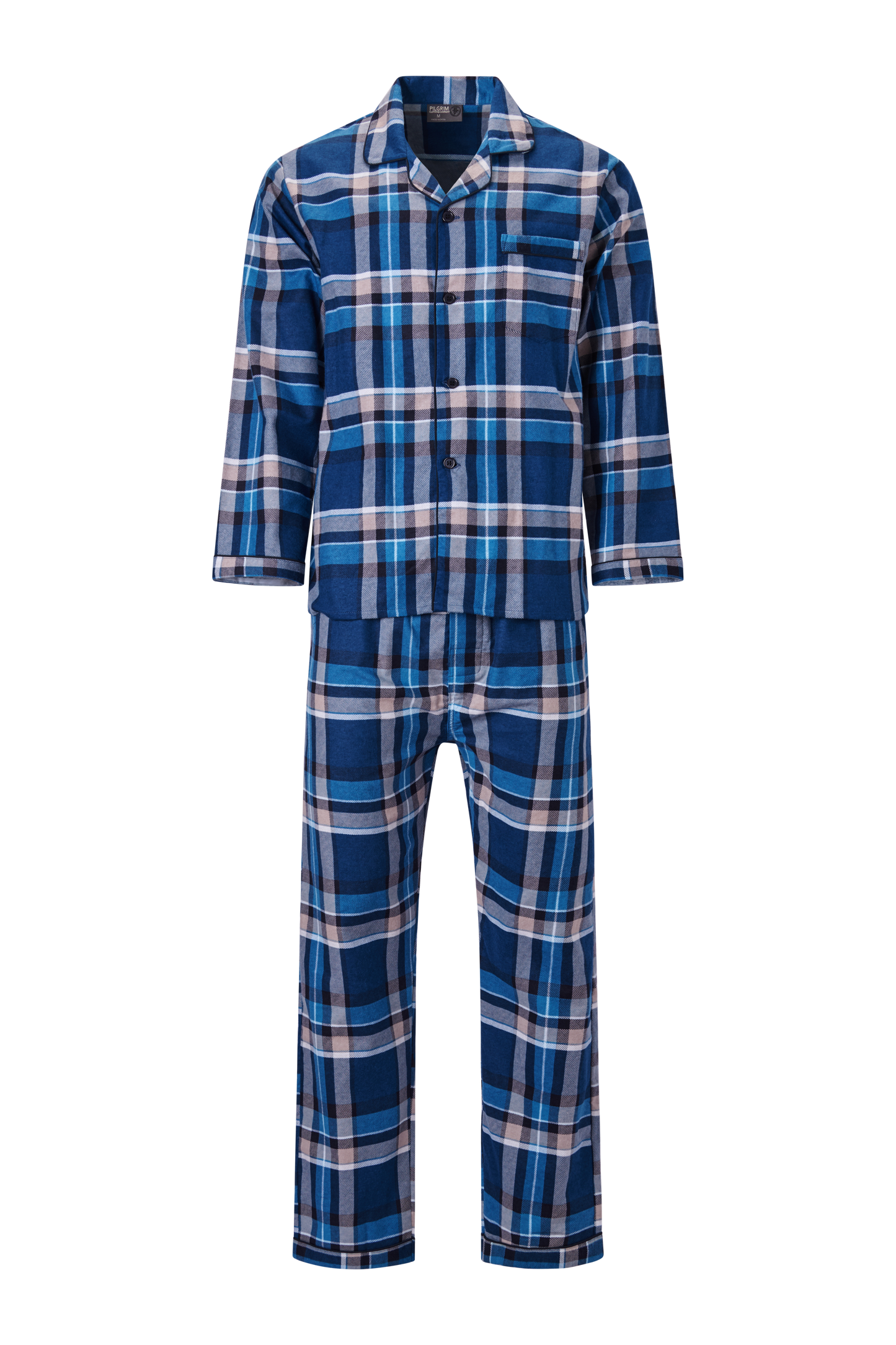 Mens Long Sleeve Pyjama Set - Indigo Combo
