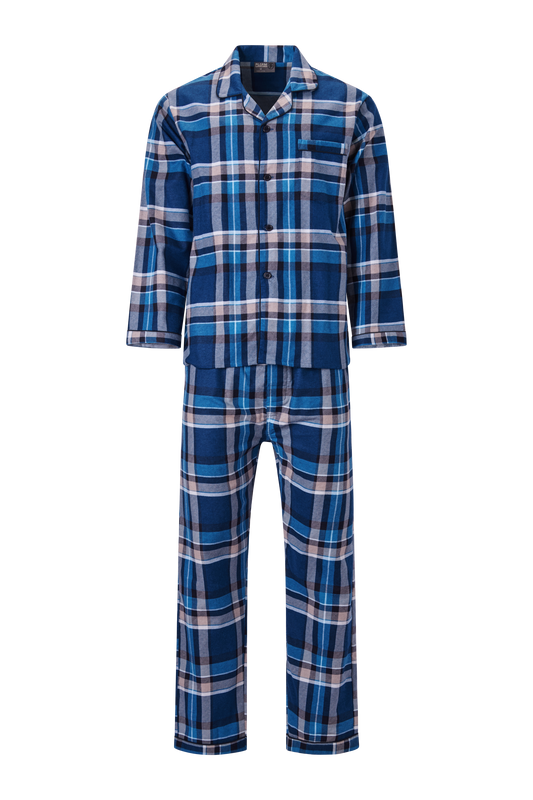 Mens Long Sleeve Pyjama Set - Indigo Combo