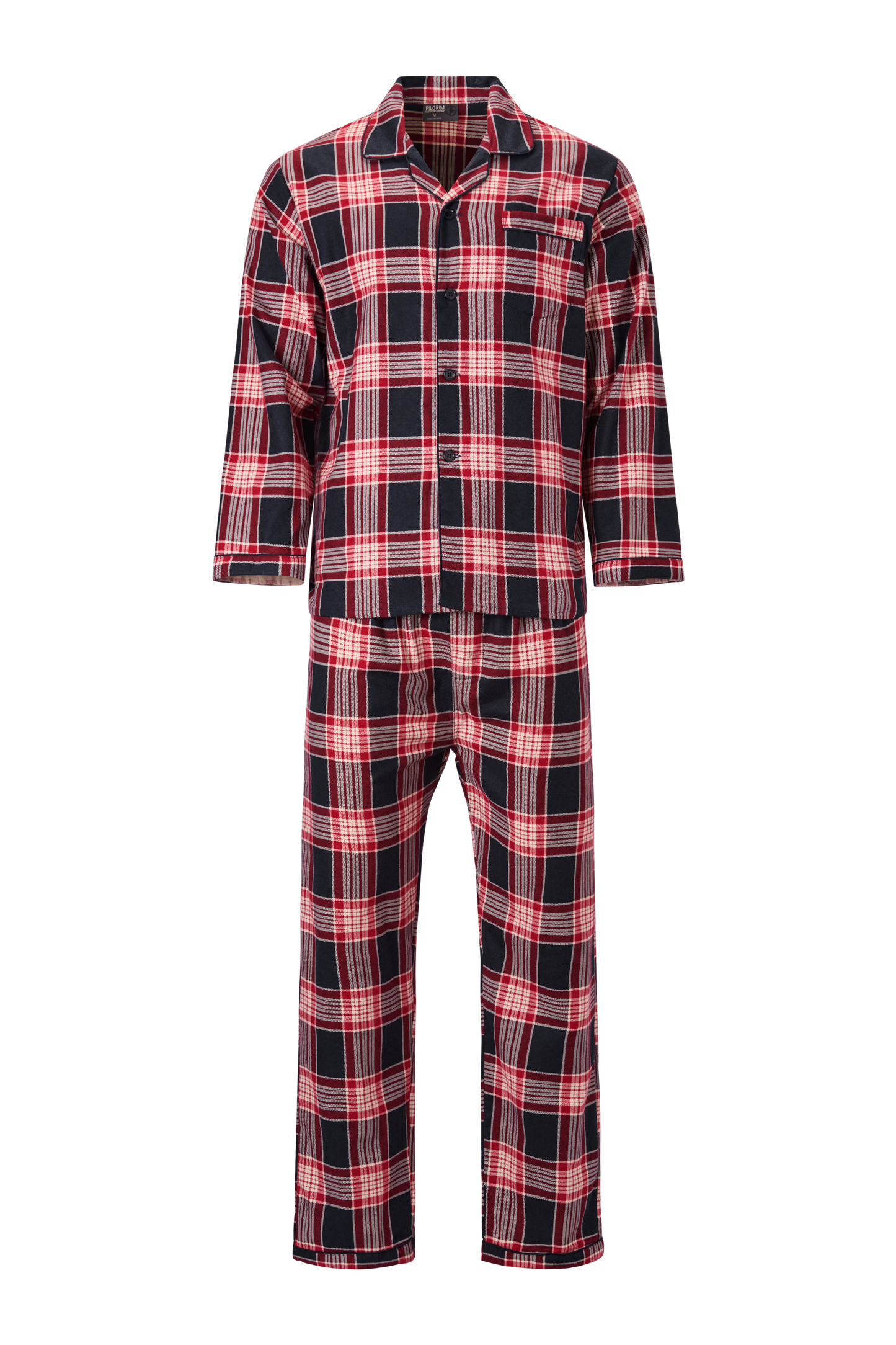 Mens Long Sleeve Pyjama Set - Red / Navy