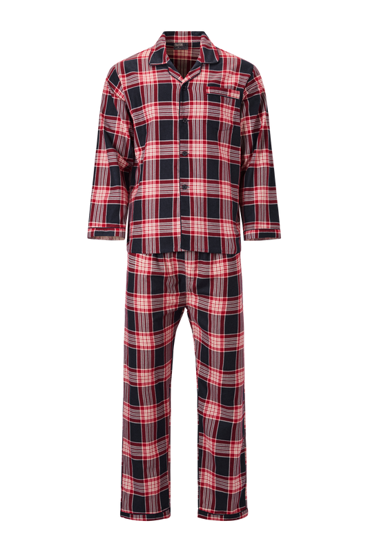 Mens Long Sleeve Pyjama Set - Red / Navy