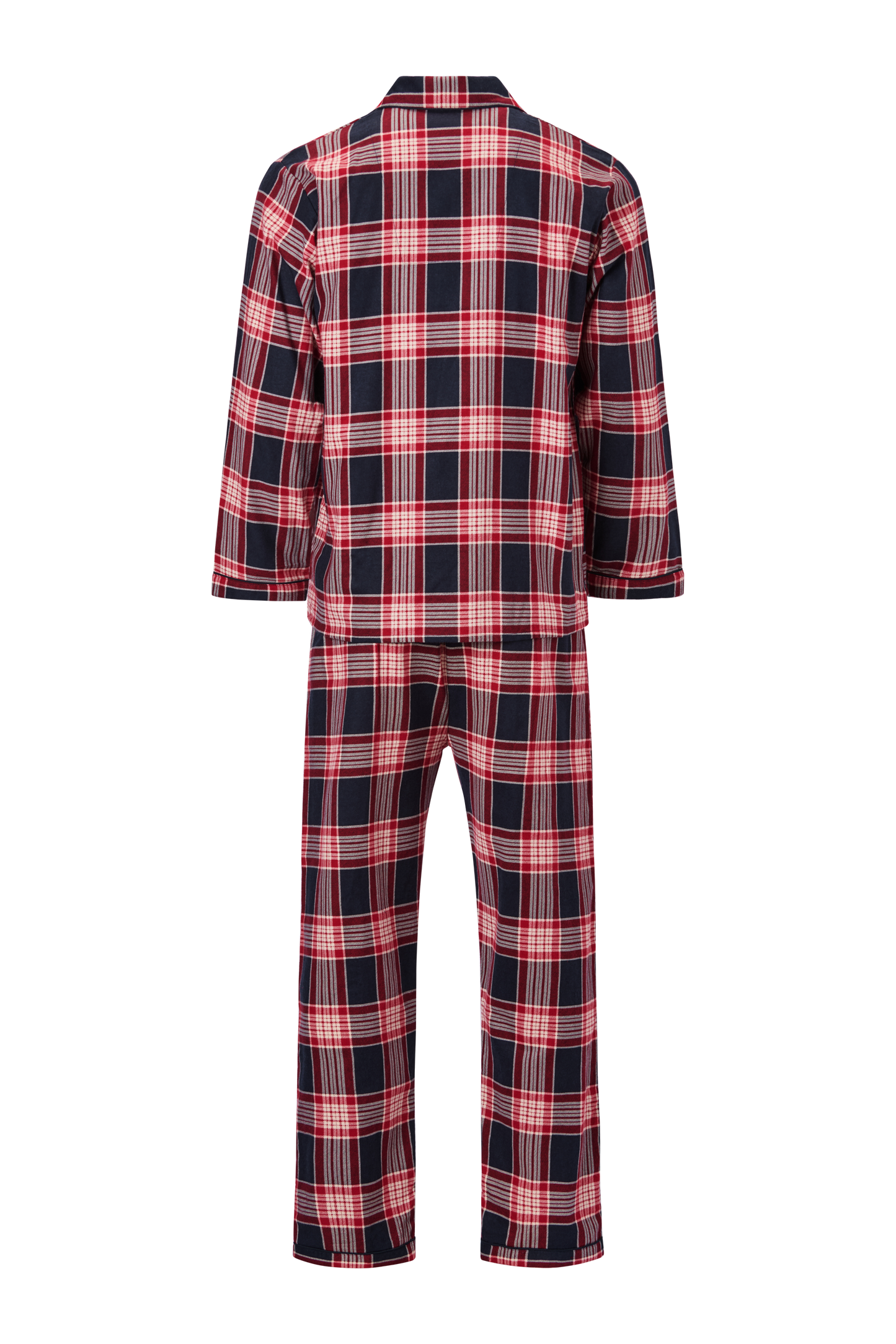 Mens Long Sleeve Pyjama Set - Red / Navy