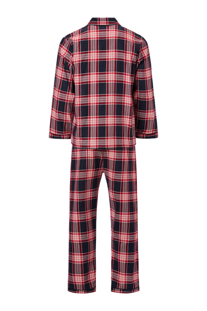 Mens Long Sleeve Pyjama Set - Red / Navy