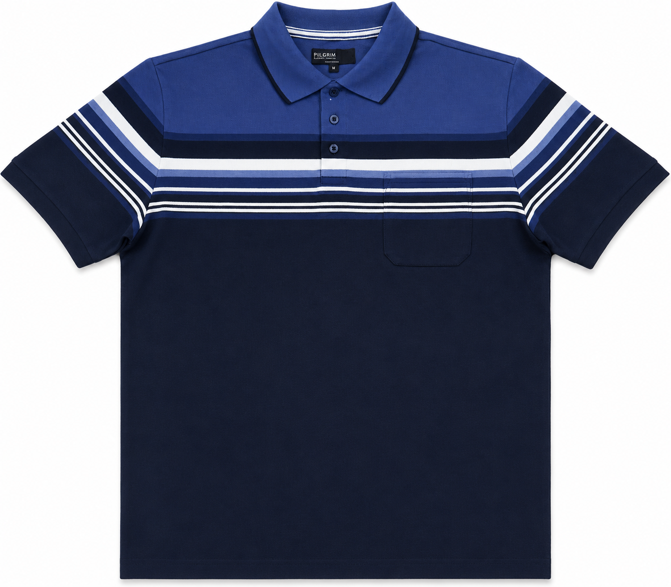 Mens Striped Polo Shirt - Denim / Navy