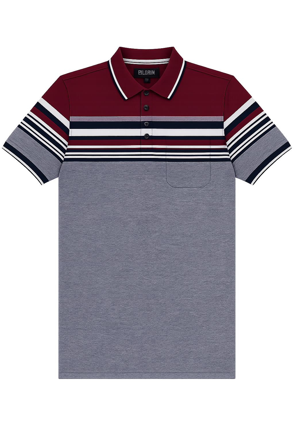 Mens Striped Polo Shirt - Red/Black/White Combo