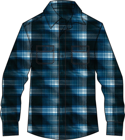 Big Mens Half Button Flannelette Shirt (Blue-White)