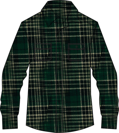 Mens Regular Size Half Button Flannelette Shirt (Green)