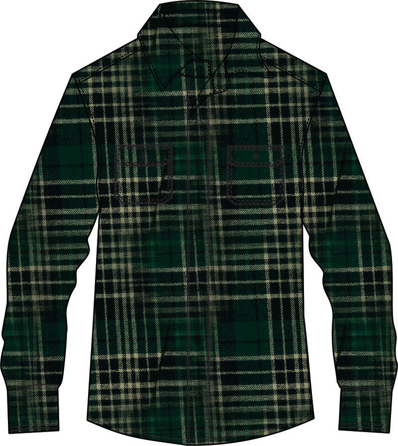 Big Mens Half Button Flannelette Shirt (Green)