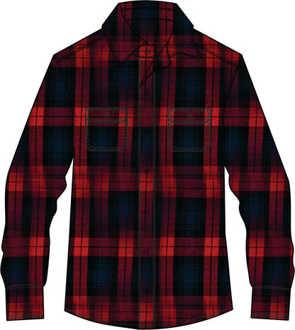 Mens Regular Size Half Button Flannelette Shirt (Red-Blue)