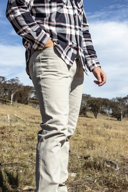 Mens 5 Pocket Western Moleskin Jean, Regular Fit, Short Leg, Bone