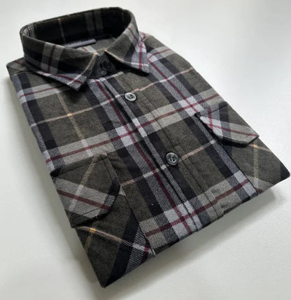 BIG MENS FULL BTN FLANNEL SHIRT KHAKI