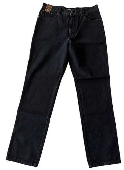 Mens 5 Pocket Western Jean, Stretch, Short Leg, Black Stonewash