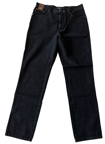 Mens 5 Pocket Western Jean, Stretch, Regular Leg, Black Stonewash
